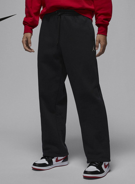 Jordan耐克男裤OVERSIZE风加绒宽松直筒长裤黑色卫裤IB7239-010