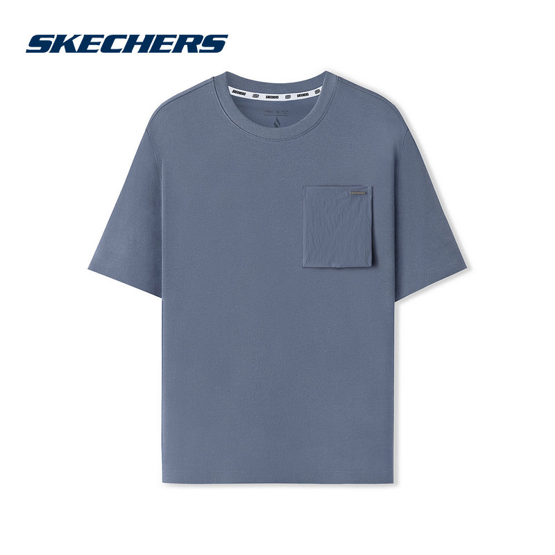 Skechers斯凯奇男女时尚针织短袖T恤圆领舒适休闲打底衫 L226U008
