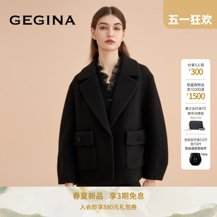 GEGINA吉吉娜秋冬大翻领高端毛呢大衣女厚外套商场同款 山羊绒