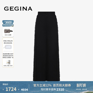 干练气质显瘦高腰裤 黑色宽松休闲裤 子女 新品 GEGINA吉吉娜秋冬季