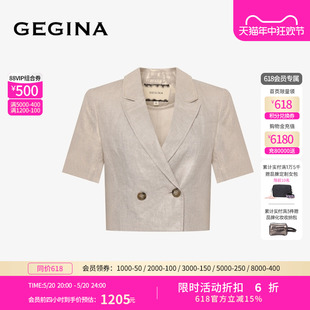 短袖 GEGINA吉吉娜新款 外套女上衣 亚麻100% 休闲西服小西装