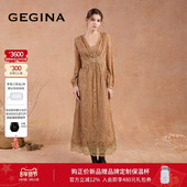 GEGINA吉吉娜2025秋冬季 新品 两件套蕾丝提花连衣裙复古气质感裙子