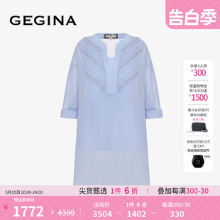 品牌雪纺衫 V领七分袖 GEGINA吉吉娜新款 女纯棉上衣 100%棉