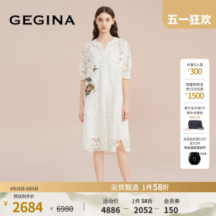 蕾丝 GEGINA吉吉娜新款 高档刺绣蕾丝绣花连衣裙女长裙商场同款