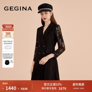 式 GEGINA吉吉娜高端干练气质衬衫 小黑裙小香风蕾丝连衣裙 蕾丝