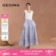 连衣裙刺绣气质裙子 背心拼接条纹无袖 GEGINA吉吉娜秋冬季 新品