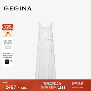 吊带连衣裙蕾丝宽松设计感小白裙子 无袖 GEGINA吉吉娜早春季 新品