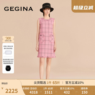 GEGINA吉吉娜女裝 小香風格 子連衣裙無袖 圓領直筒女士裙子 商場同款