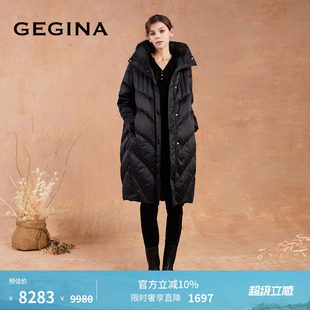 GEGINA吉吉娜商场同款 新品 加厚保暖羽绒服女黑色防风 白鹅绒