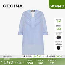 品牌雪纺衫 V领七分袖 GEGINA吉吉娜新款 女纯棉上衣 100%棉