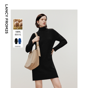 新款 ELITEE2024年冬季 朗姿欧洲EiLEEN 设计感高领羊毛 朗姿奥莱