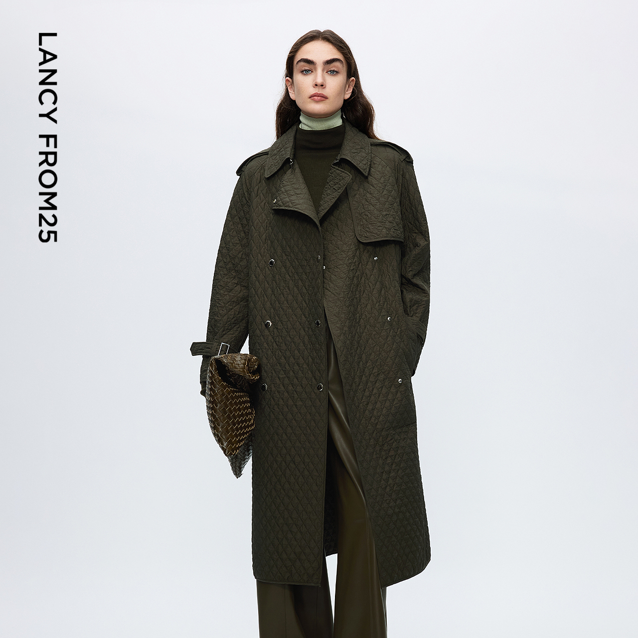 本料腰带 菱格绗缝 长版廓形