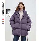 朗姿霍尔多巴吉白鹅绒设计感面包服2024年新款 气质短款 收腰羽绒服