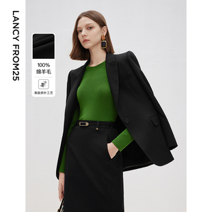 2025春季 朗姿纯羊毛黑色正肩高级感西服外套职业正装 新 朗姿奥莱