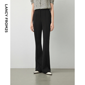 朗姿复古阔腿微喇长裤 明星同款 女法式 职业西装 裤 朗姿奥莱