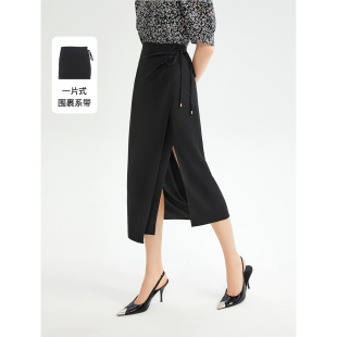高级感复古半身裙女夏季 朗姿高腰直筒显瘦一步裙法式 新 朗姿奥莱