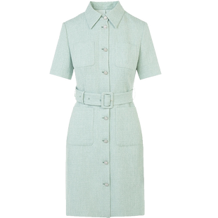 [朗姿奥莱]【明星同款】朗姿小香风复古气质通勤休闲衬衫裙法式连