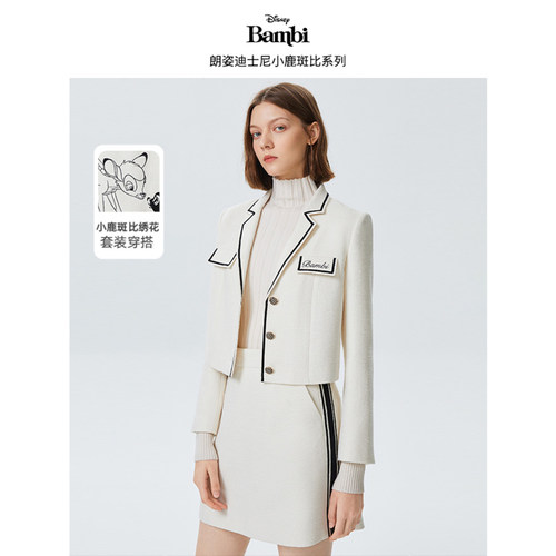 小鹿斑比绣花 箱型廓形 撞色织带