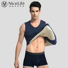 NiceLife/妙序 德绒无痕保暖背心男羊毛贴片打底马甲发热纤维内衣
