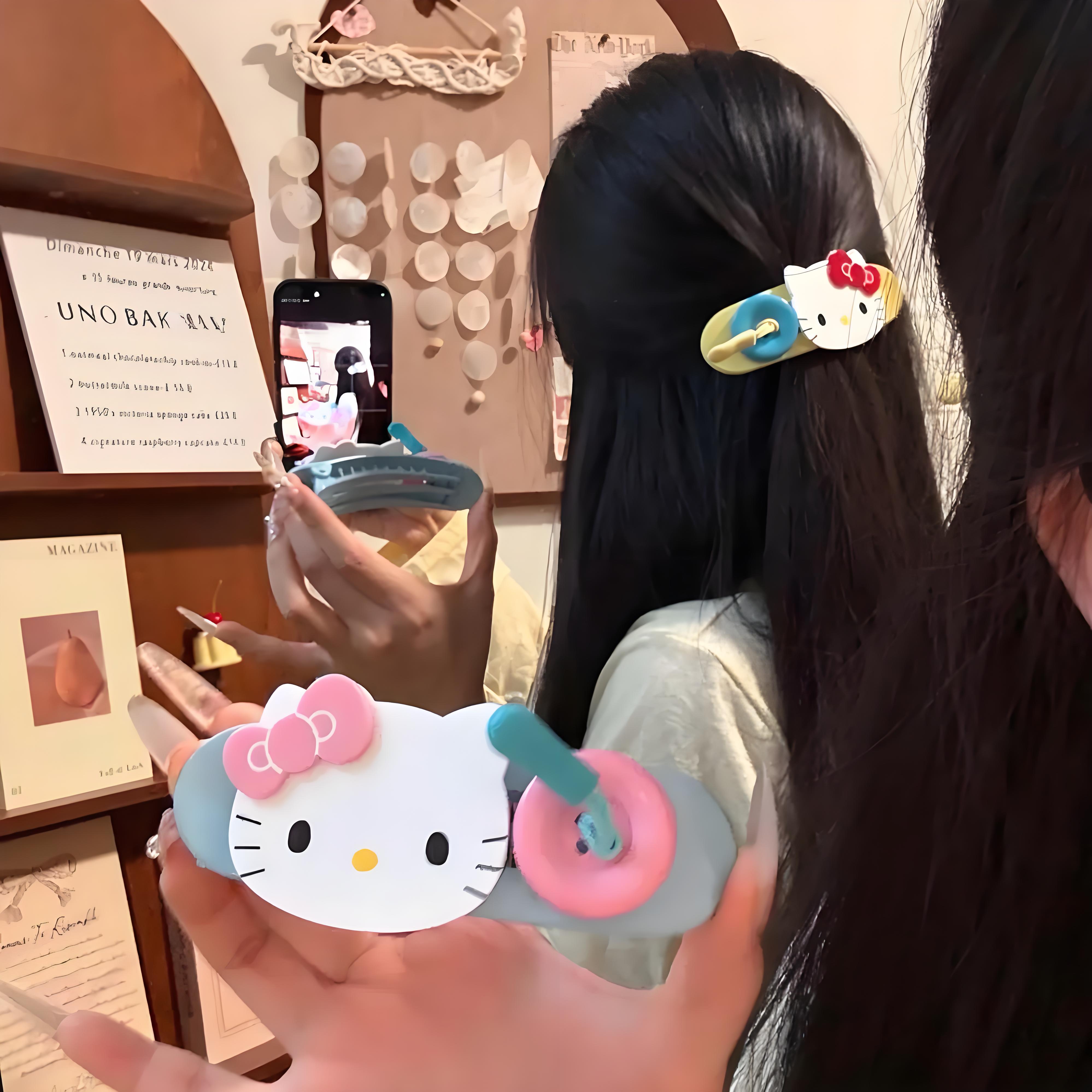 少女星球!撞色KT猫咪纽扣发夹