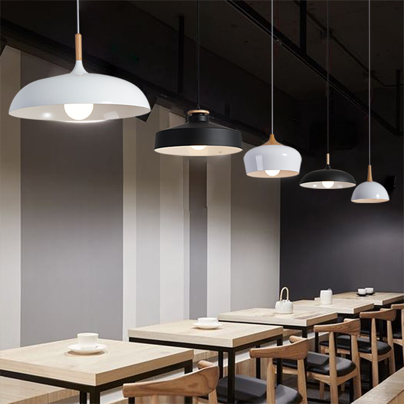 北欧实木餐厅吊灯咖啡厅铁艺