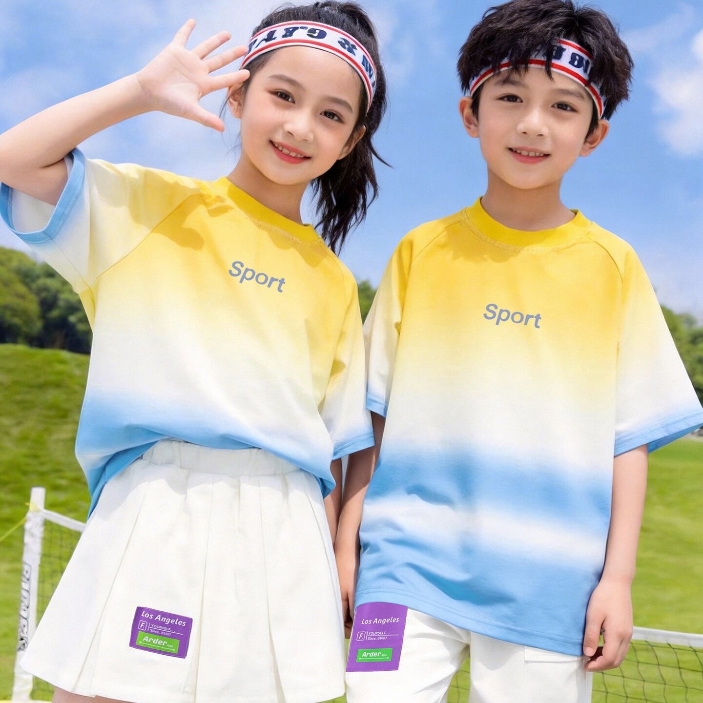 小学生班服夏夏款夏装条纹合唱夏季园服粉色礼服中小学生T恤新款
