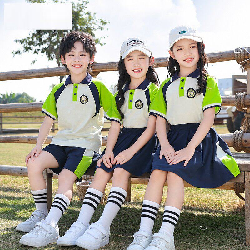 学院风班服夏天polo衫中国风小学生校服宝宝短裙韩版大班一年级