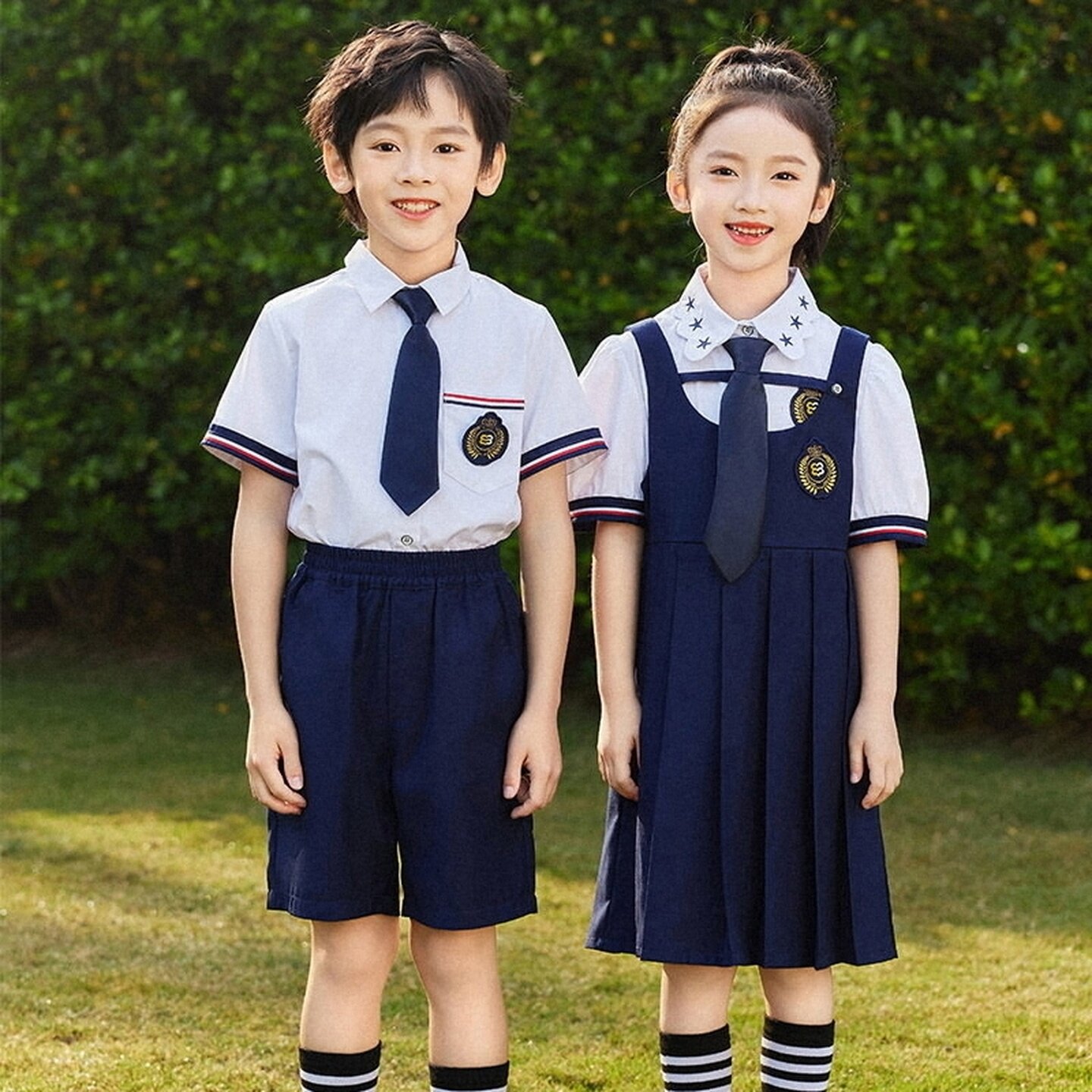 学院风校服短袖裤子团体运动会英伦风连衣裙国风两件套园服演出服