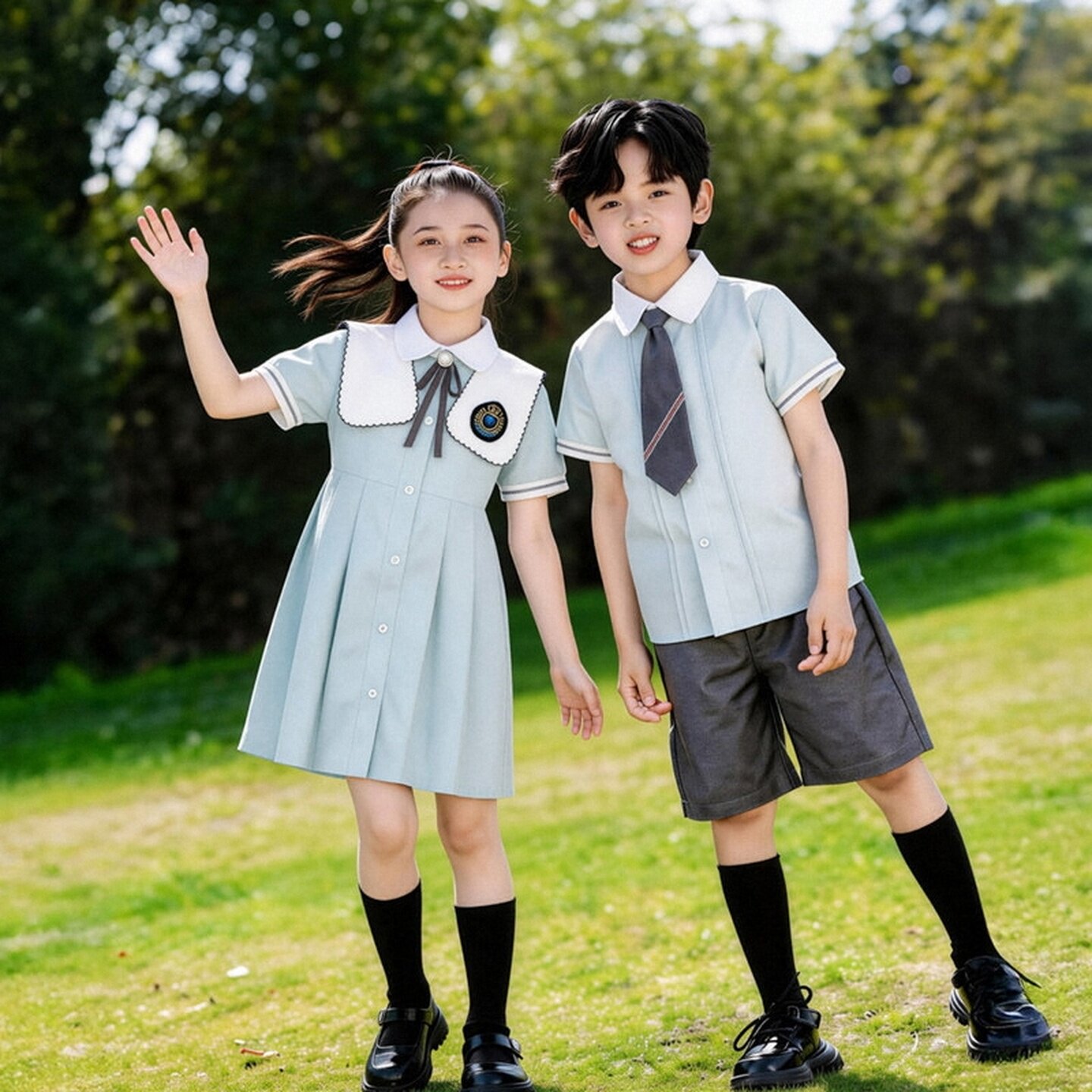 初中生班服套装运动服六一短袖新款中小学生合唱服演出服一年级