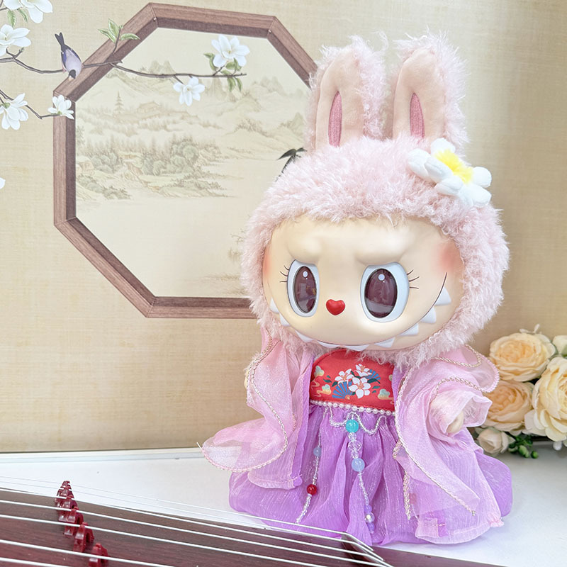 38cm拉布布毛绒娃娃衣服着替Labubu公仔衣服MOKOKO甜心古风汉服装
