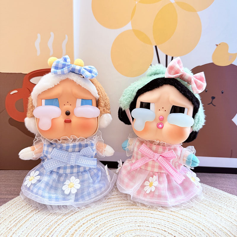 仅娃衣】CRYBABY哭娃眼泪工厂搪胶脸毛绒玩偶衣服雏菊格子连衣裙