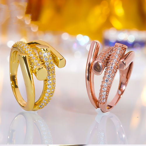 满钻多层交叉圆形戒指