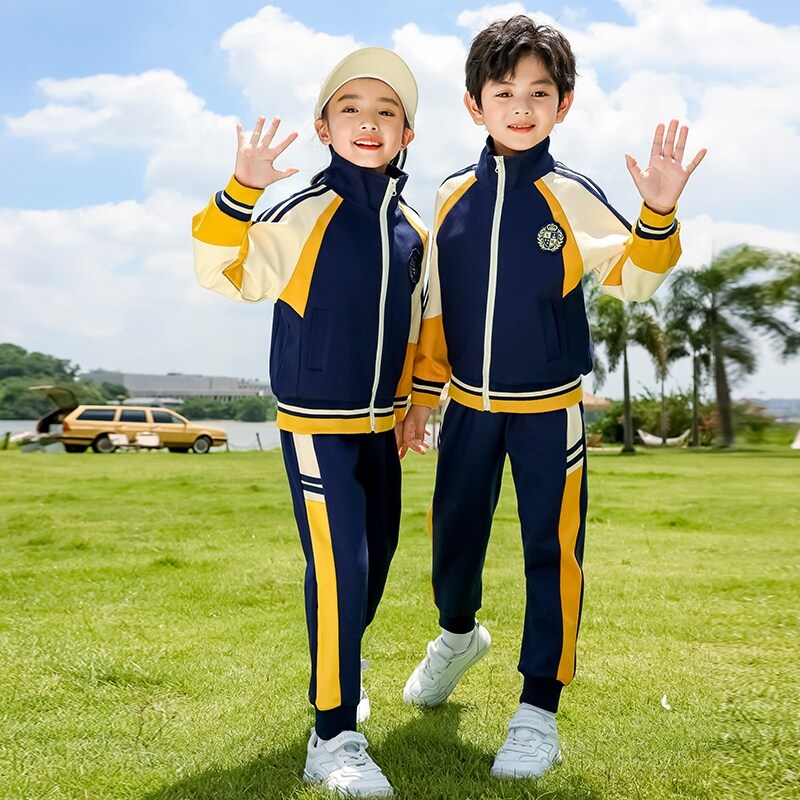 运动风班服毕业照春秋季一年级翻领秋装团体幼师学院风表演服长袖