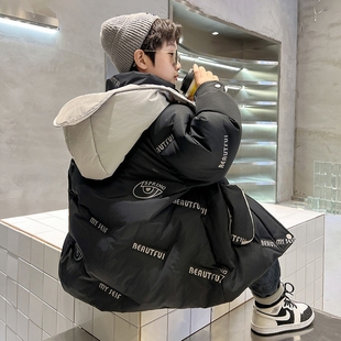 男童棉袄秋冬款中大童派克服秋装衣服中大款羽绒棉潮牌保暖炸街