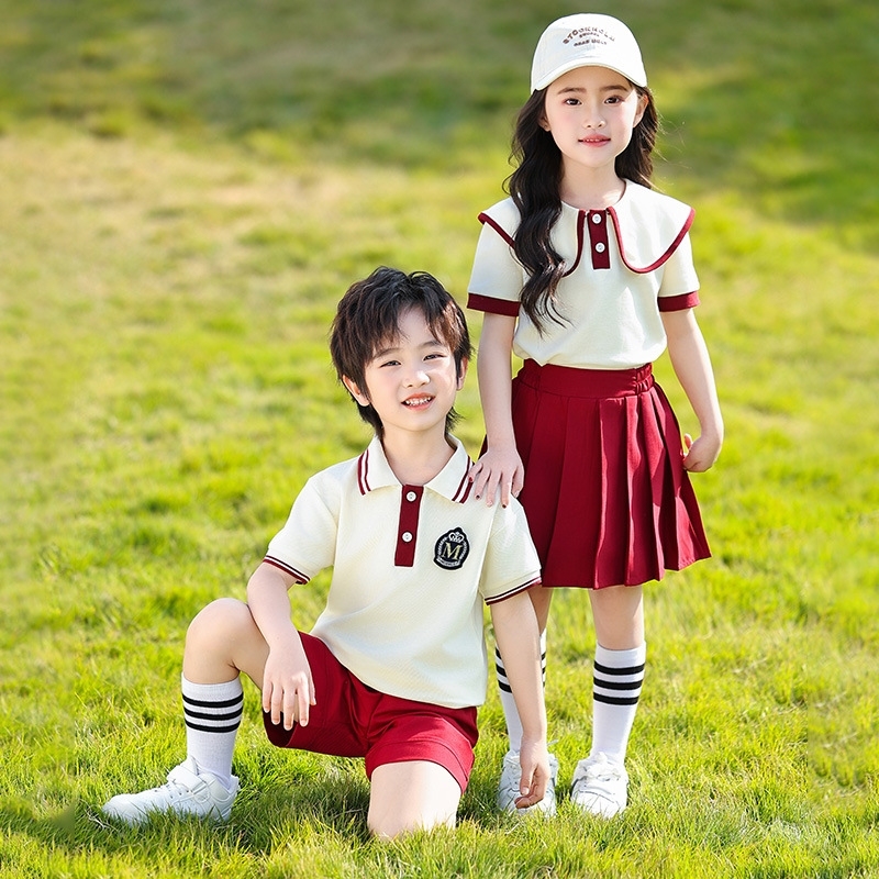 英伦风班服夏天舞蹈条纹衫一二六年级教师夏季套装夏装休闲男生