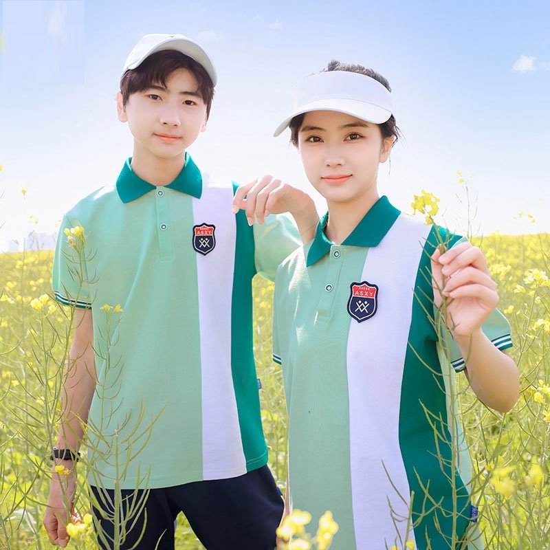 学院风校服夏装班级衬衣白色条纹衫儿童春夏季运动服裙子短裙春秋