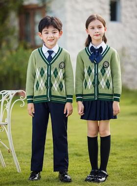 韩版学院风班服jk运动会校园秋冬装英伦风冬季鸡心领朗诵潮毛衣