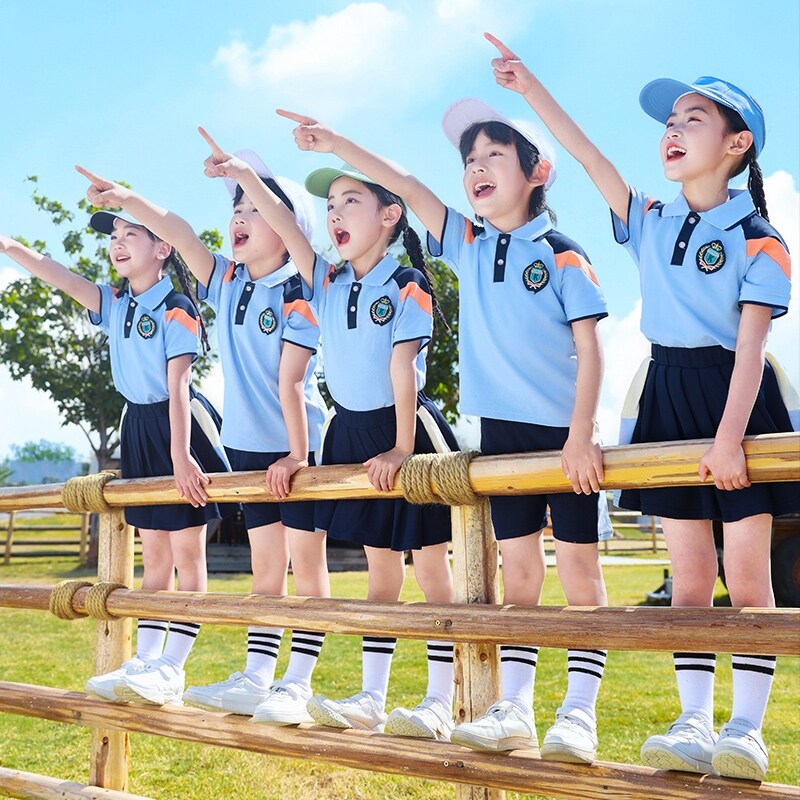 幼儿园班服合影小学生秋装生春糖果色开学典礼学院风纯棉民族风
