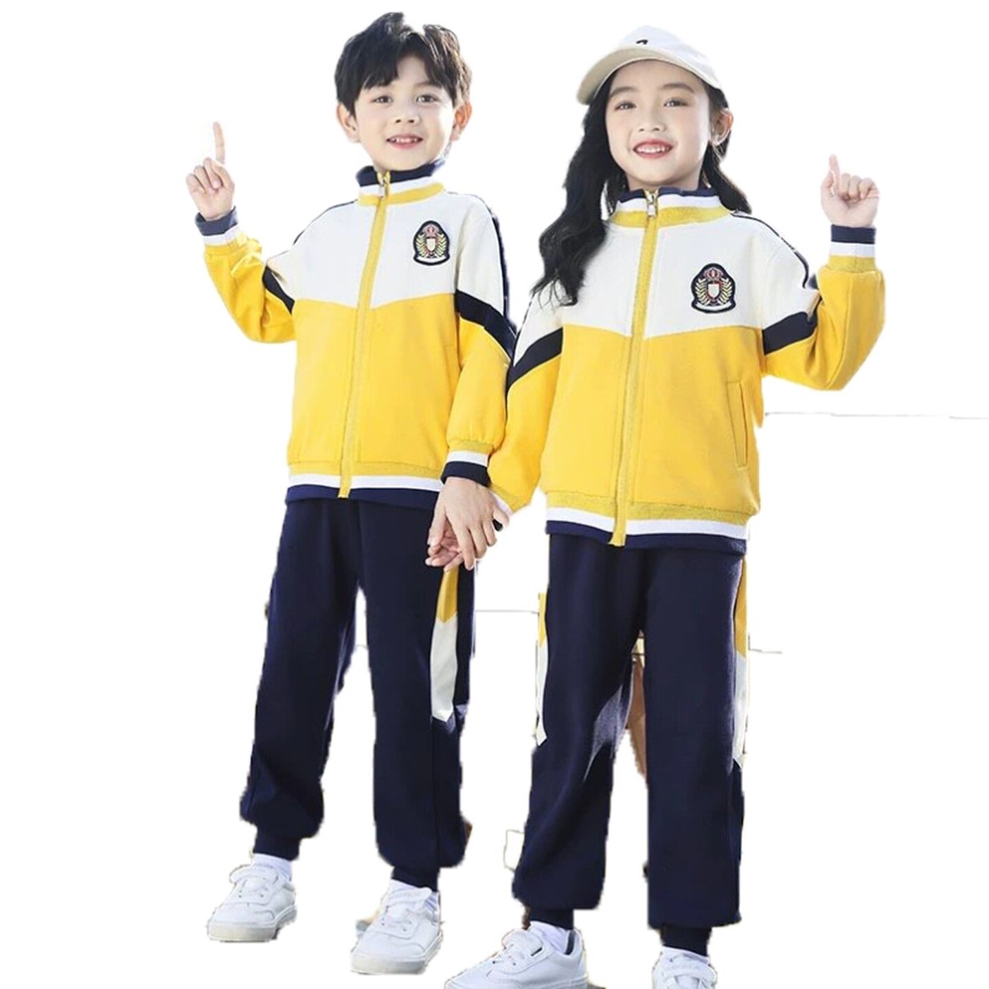 幼儿园园服条纹男童运动套装中小学生彩虹色棒球服运动会三件套