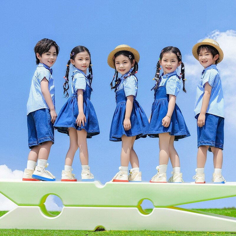 小学生班服新款拍照短裙衣服儿童表演服幼儿园园服汉服纱裙衬衫