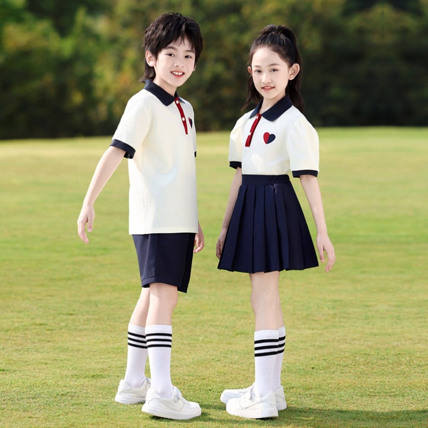 幼儿园园服春秋三件套短袖老师夏装团体演出服小学生校服新款礼服