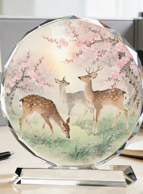 精品梅花小鹿工艺品客厅桌面雕塑新居贺礼阖家兴旺国风观赏装饰品