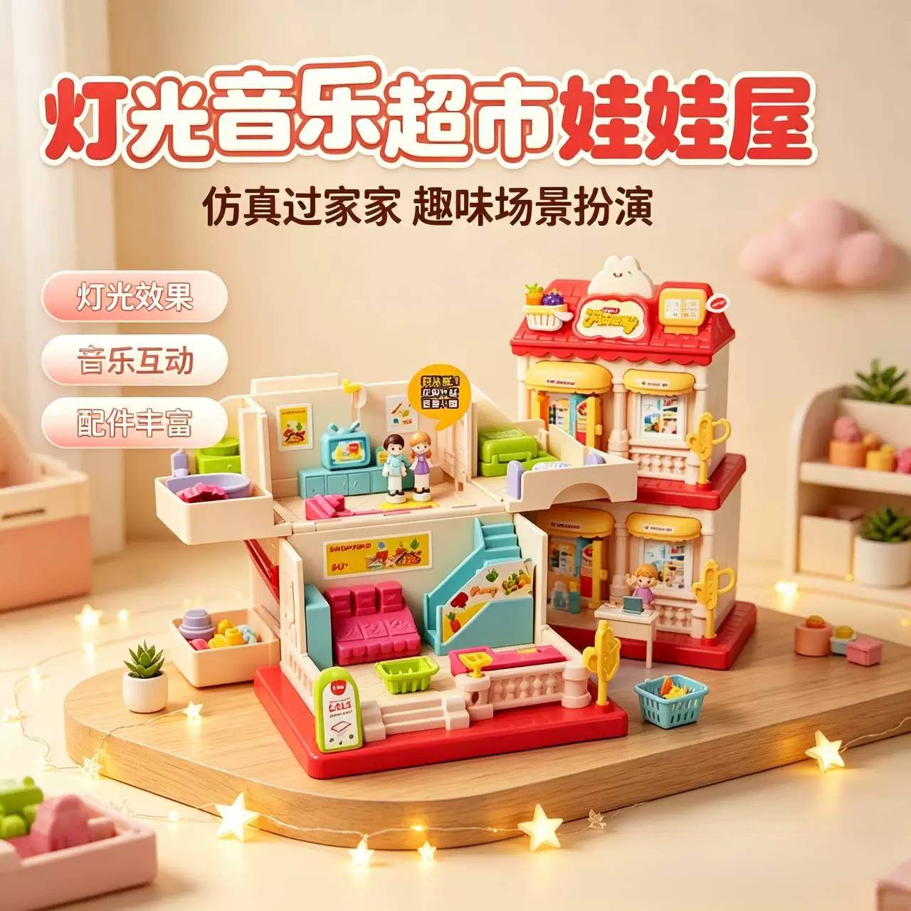 灯光音乐公主娃娃屋儿童过家家