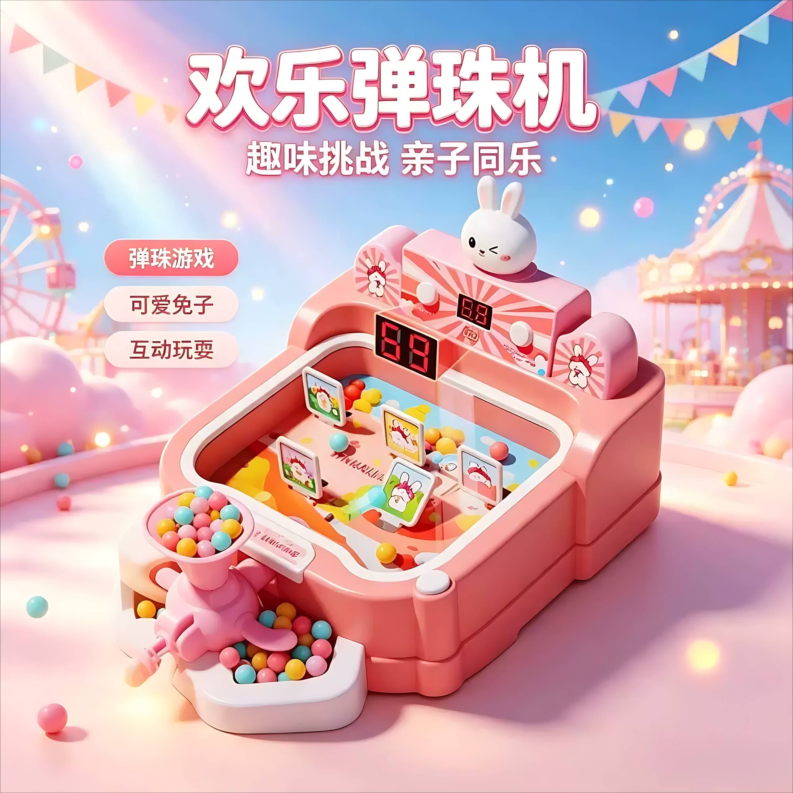 桌面闯关计分卡通弹球机儿童益智