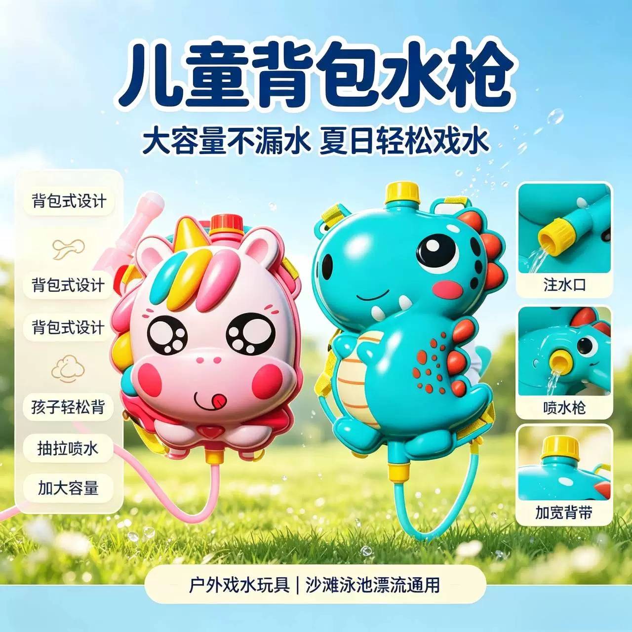 幼儿园儿童水枪背包双肩式抽拉