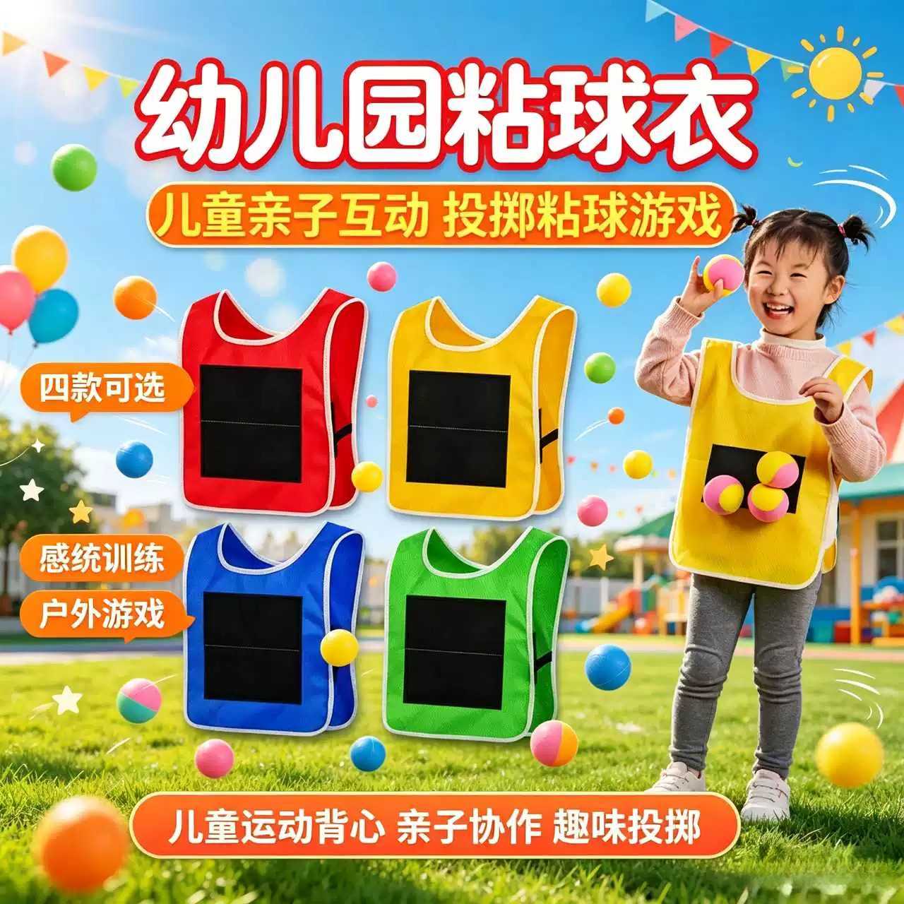 儿童粘球衣背心+粘粘球套装|