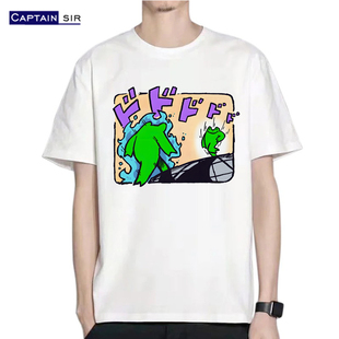 JOJO 抽象青蛙替身对决图案周边衣服 趣味短袖 t恤纯棉 奇妙冒险