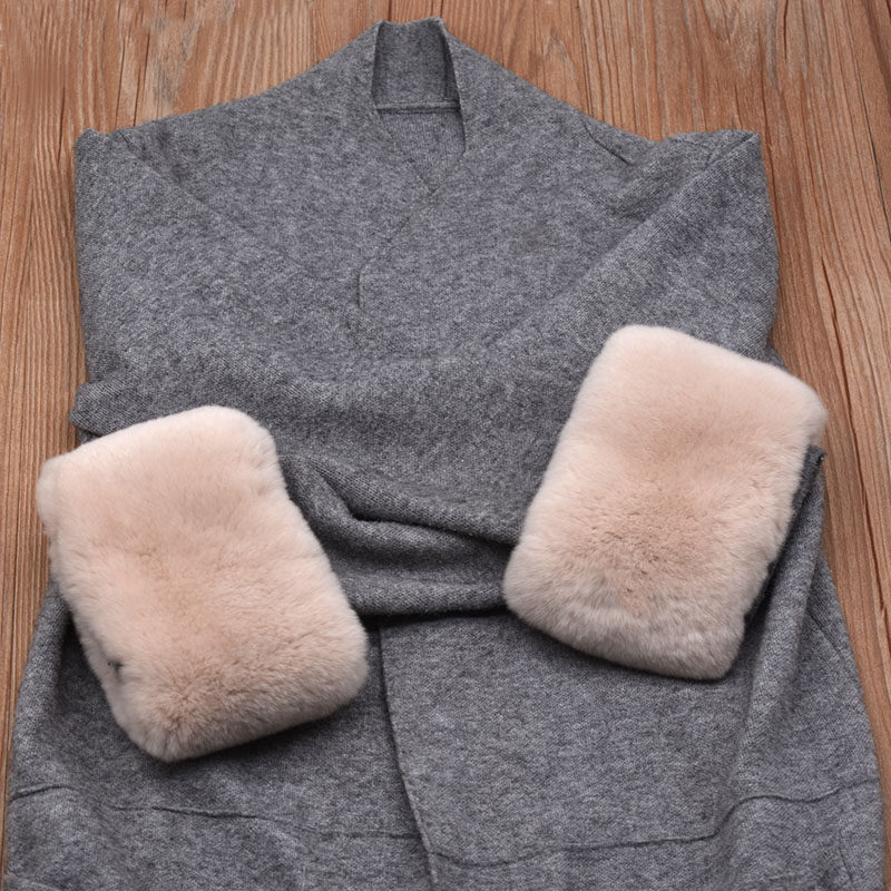 真毛獭兔毛袖口毛毛袖套防风袖口皮草保暖女冬大衣袖护手环套手圈