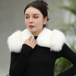 新款时尚超大毛领子獭兔狐狸毛真毛围脖毛毛围巾大衣羽绒服大方领