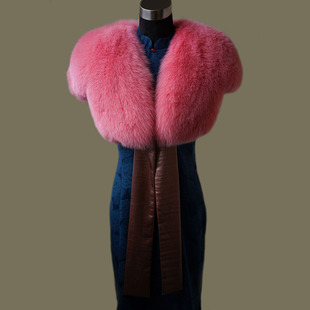 新款狐狸毛真毛大披肩宴会婚庆红毯时沿高级大斗篷皮草毛绒大围巾